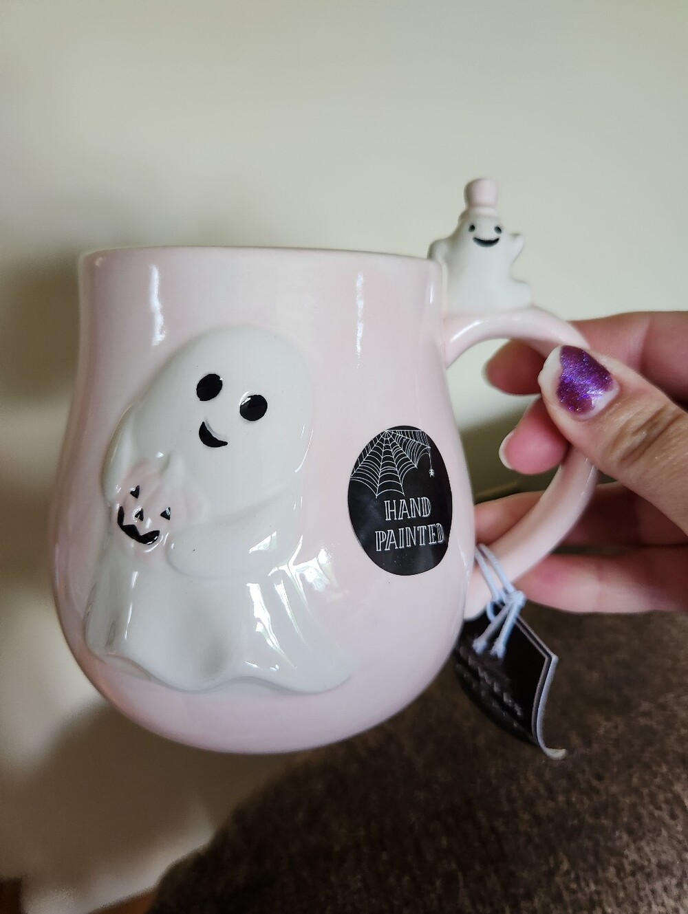 Halloween Pink Ghost Mug NWT